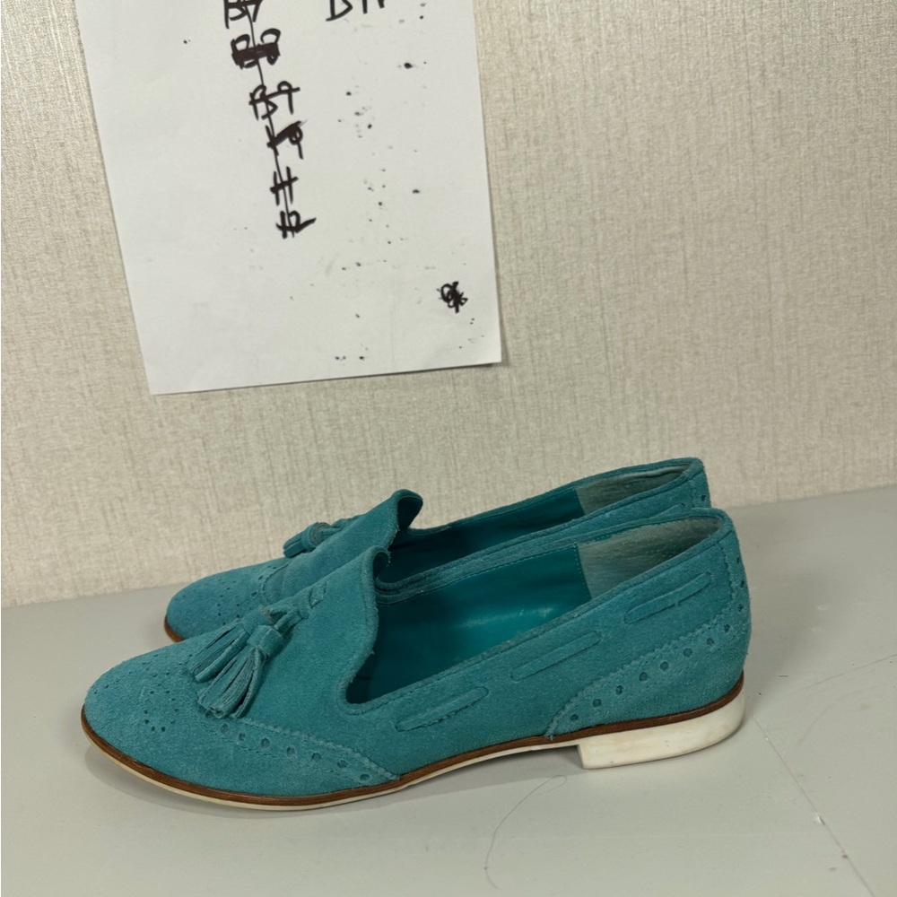 Dolce Vita Teal Suede Loafers - Picture 4 of 9